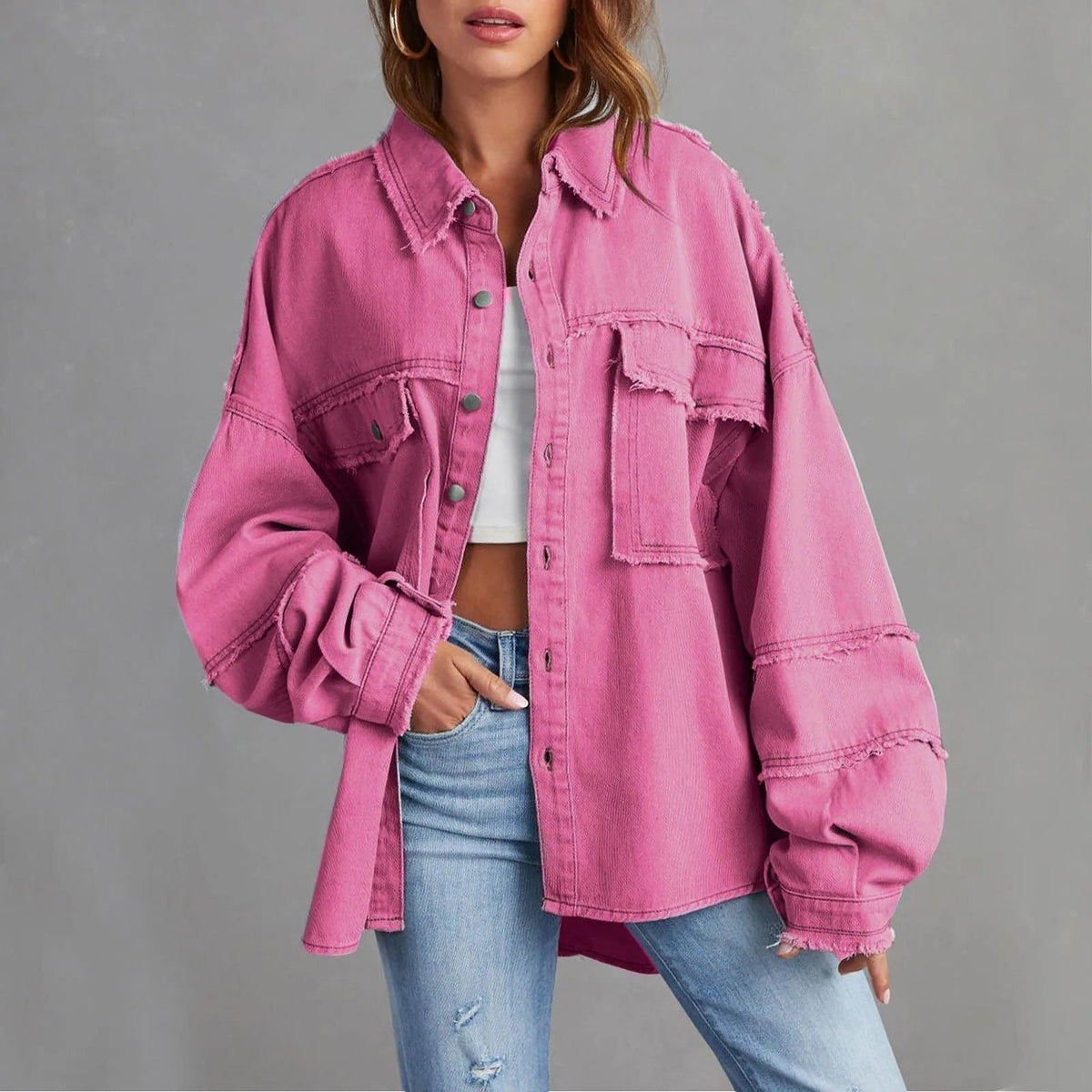 Rozenn | Oversized Denim Shirt Jacket for Women