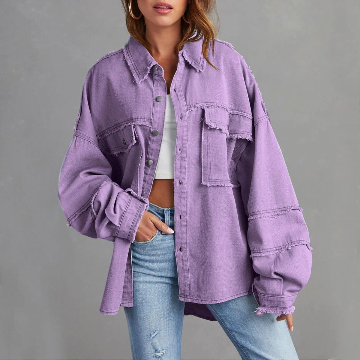 Rozenn | Oversized Denim Shirt Jacket for Women