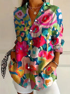 Saskia | Floral Blouse with Button-Down Front for Women