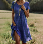 Elisa | Midi Dress with V-Neck and Short Sleeves for Women