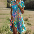 Elisa | Midi Dress with V-Neck and Short Sleeves for Women