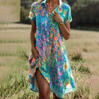 Elisa | Midi Dress with V-Neck and Short Sleeves for Women