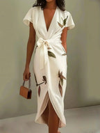 Floral Wrap Midi Dress for Women