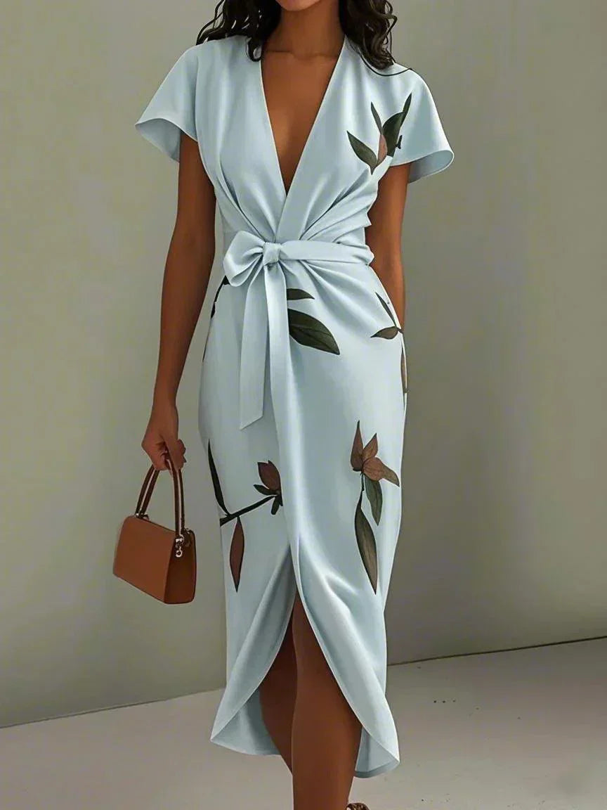 Floral Wrap Midi Dress for Women