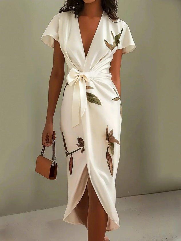 Floral Wrap Midi Dress for Women
