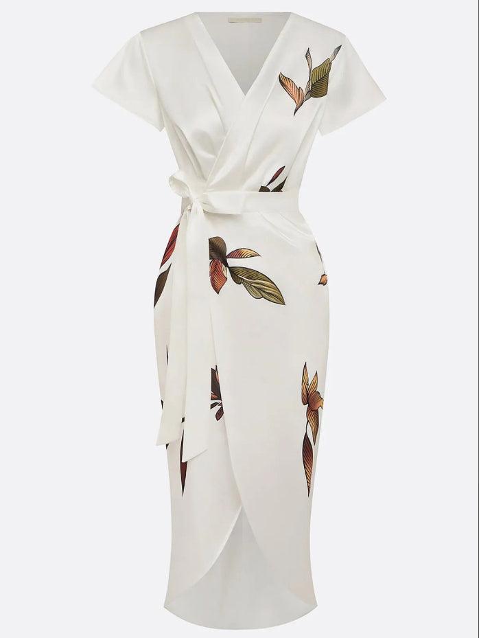 Floral Wrap Midi Dress for Women