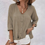 Tara | Button-Down Blouse with V-Neck for Women