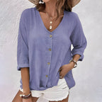 Tara | Button-Down Blouse with V-Neck for Women