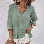 Tara | Button-Down Blouse with V-Neck for Women