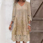 Oriana | Embroidered Midi Dress with V-Neck for Women
