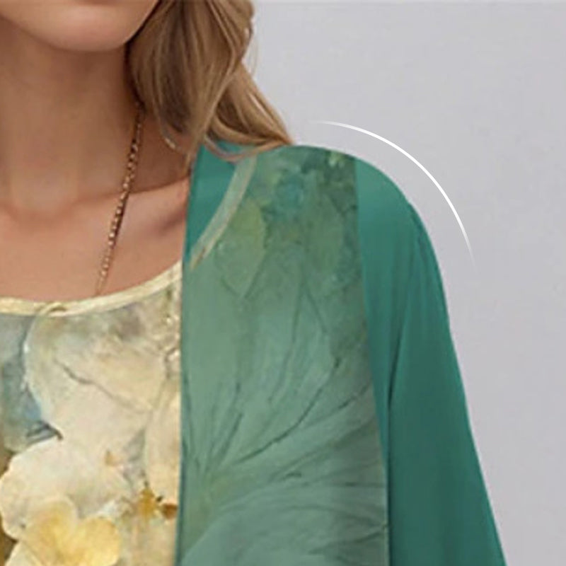 Eloïse | Floral Print Midi Dress with Layered Cardigan for Women