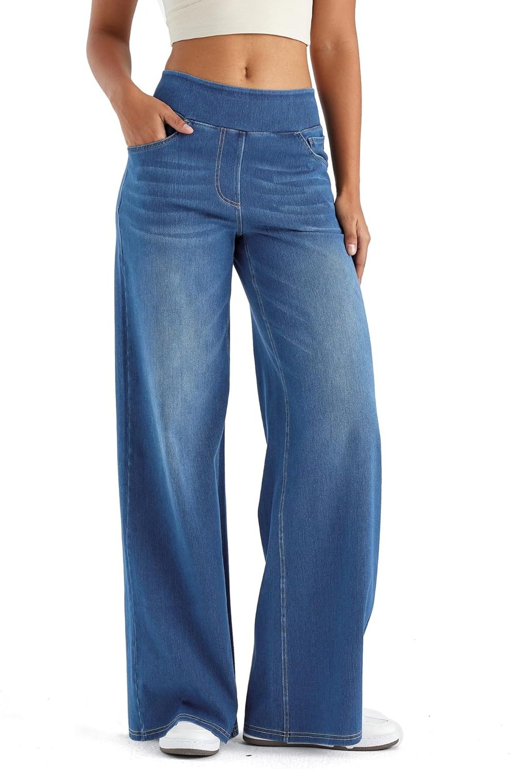 Thomasina | High Waist Wide Leg Denim Pants for Women