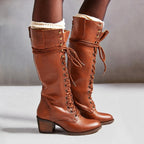 Ursula | Block Heel Combat Boots with Lace-Up for Women