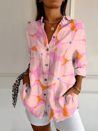 Beth | Button-Up Blouse with Split Neck and Oversized Fit for Women