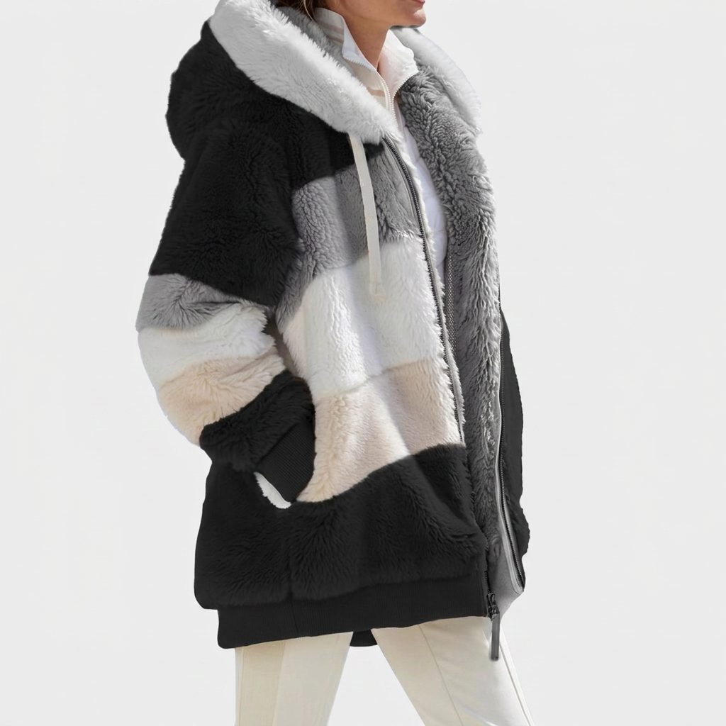Vevina | Hooded Faux Fur Fleece-Lined Puffer Jacket for Women