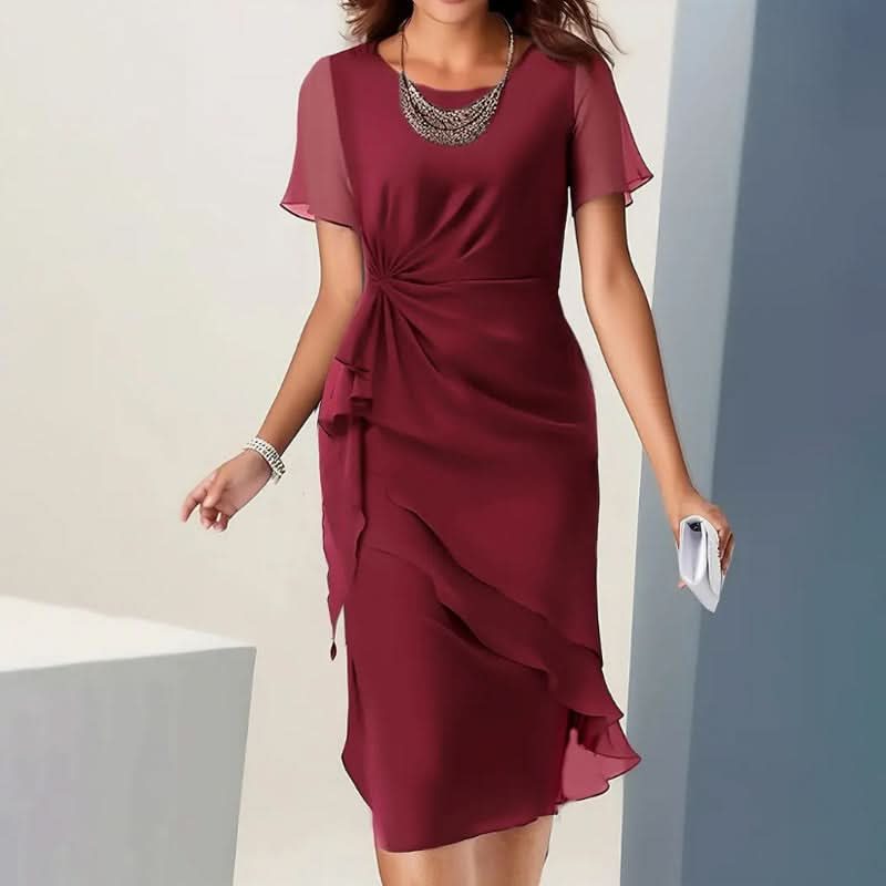 Wendy | Ruffle Midi Dress with Flutter Sleeves for Women