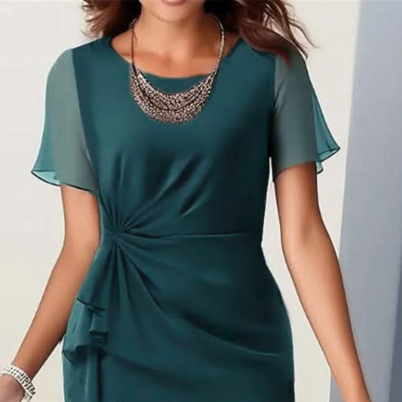 Wendy | Ruffle Midi Dress with Flutter Sleeves for Women
