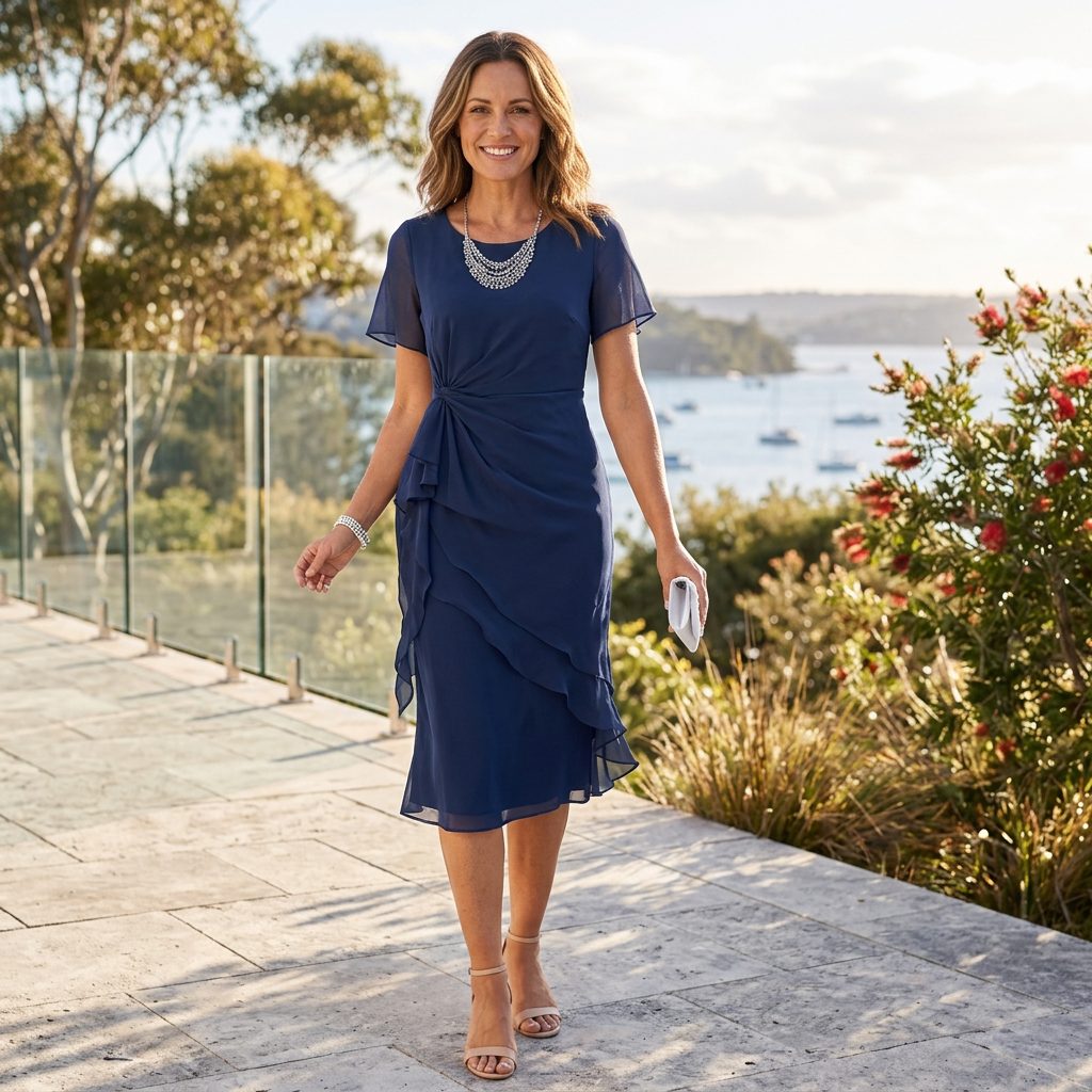 Wendy | Ruffle Midi Dress with Flutter Sleeves for Women