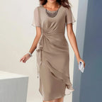 Wendy | Ruffle Midi Dress with Flutter Sleeves for Women