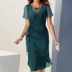 Wendy | Ruffle Midi Dress with Flutter Sleeves for Women