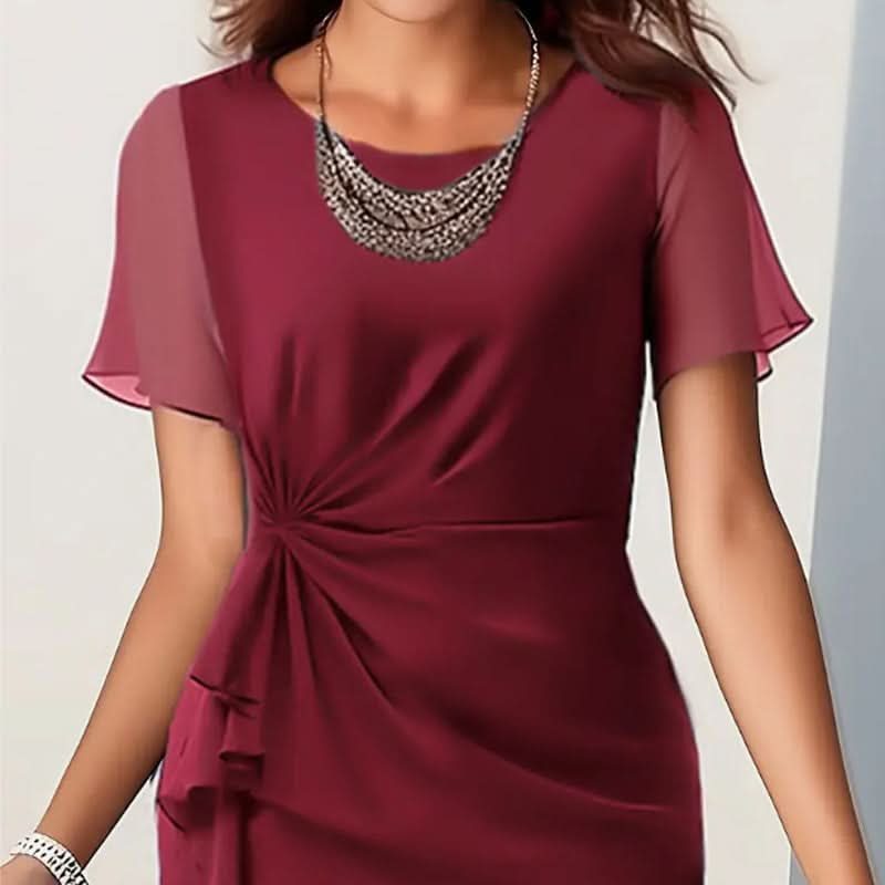 Wendy | Ruffle Midi Dress with Flutter Sleeves for Women