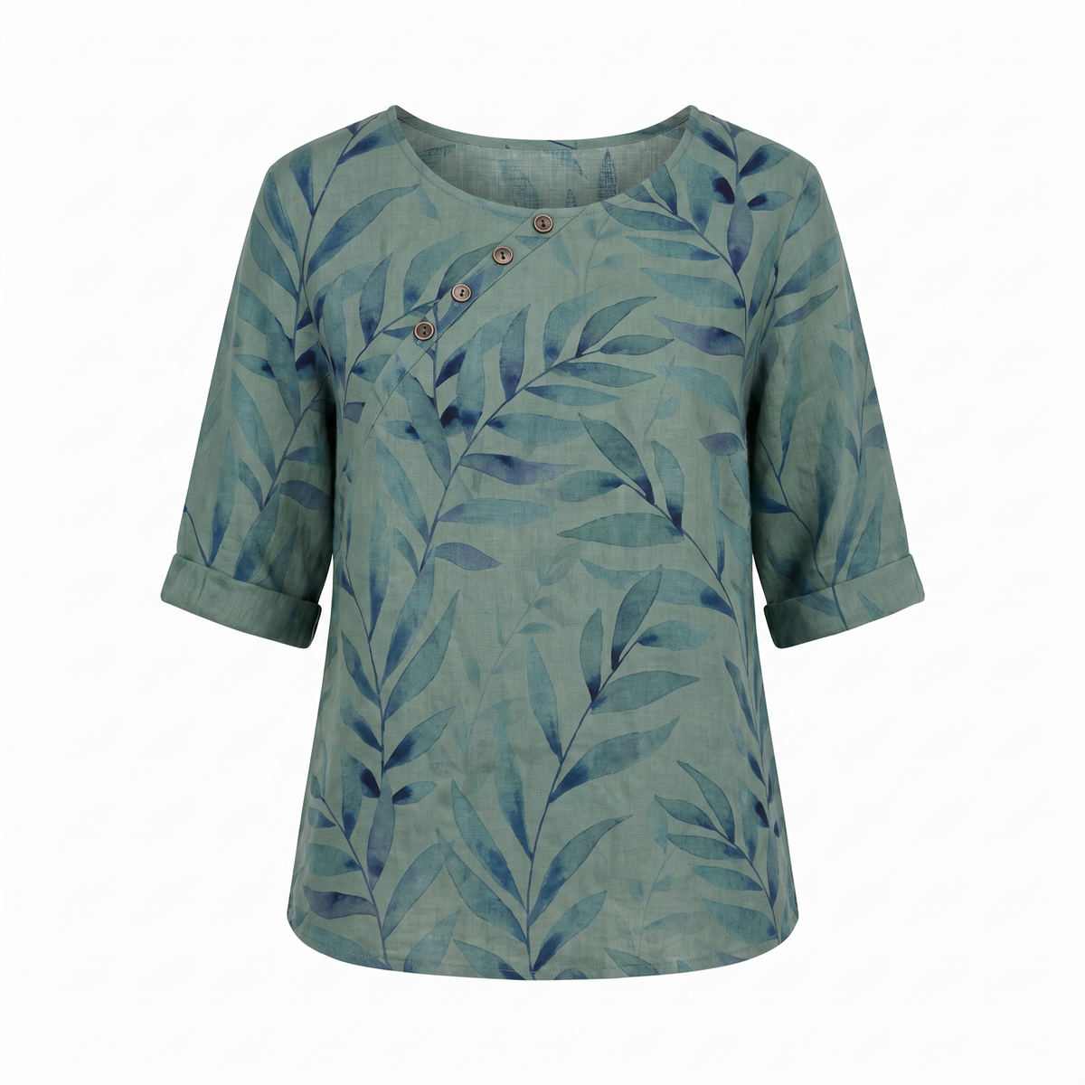 Mathilda | Printed Blouse with Roll-Up Sleeves and Oversized Fit for Women