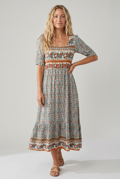 Alaia | Boho Print A-Line Midi Dress for Women