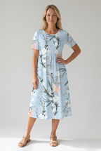 Louise | Floral A-Line Midi Dress with Short Sleeves for Women