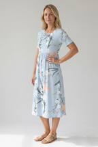 Louise | Floral A-Line Midi Dress with Short Sleeves for Women