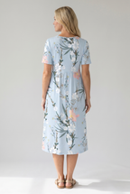 Louise | Floral A-Line Midi Dress with Short Sleeves for Women