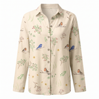 Beth | Button-Up Blouse with Split Neck and Oversized Fit for Women