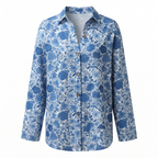 Beth | Button-Up Blouse with Split Neck and Oversized Fit for Women