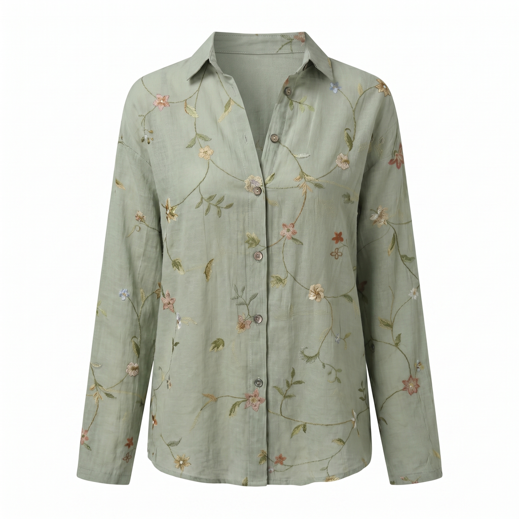 Beth | Button-Up Blouse with Split Neck and Oversized Fit for Women