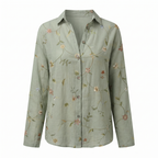 Beth | Button-Up Blouse with Split Neck and Oversized Fit for Women
