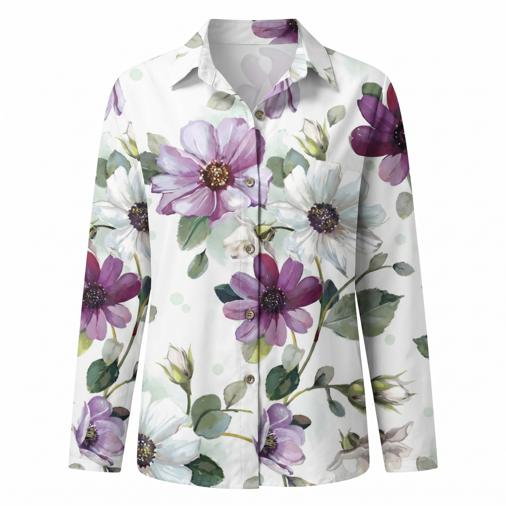 Beth | Button-Up Blouse with Split Neck and Oversized Fit for Women