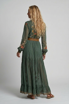 Tania | Embroidered Maxi Dress with V-Neck for Women