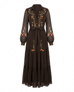 Tania | Embroidered Maxi Dress with V-Neck for Women