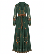 Tania | Embroidered Maxi Dress with V-Neck for Women