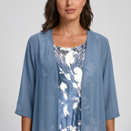 Eloïse | Floral Print Midi Dress with Layered Cardigan for Women