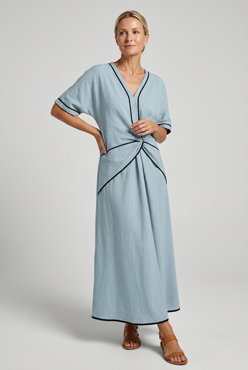 Paola | Wrap Maxi Dress with V-Neck Trim for Women