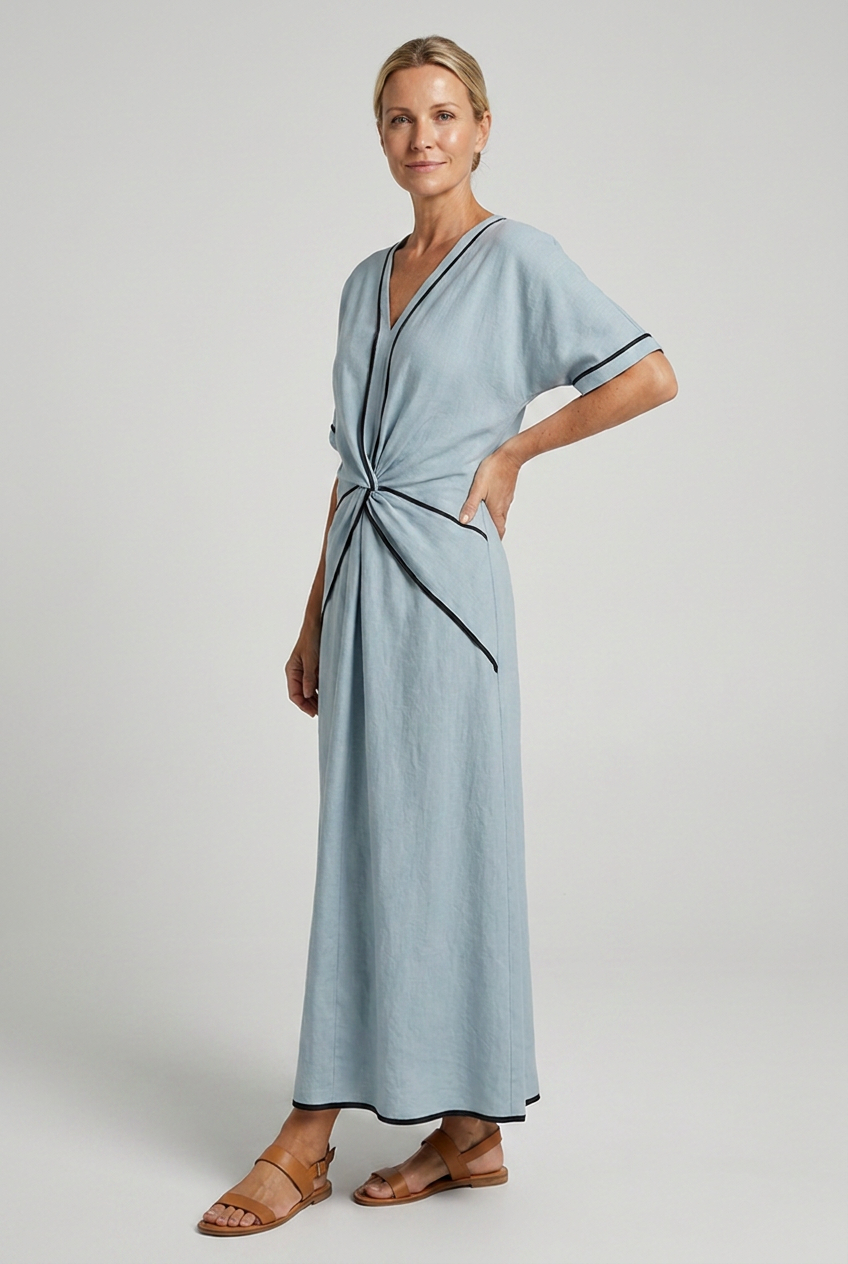 Paola | Wrap Maxi Dress with V-Neck Trim for Women