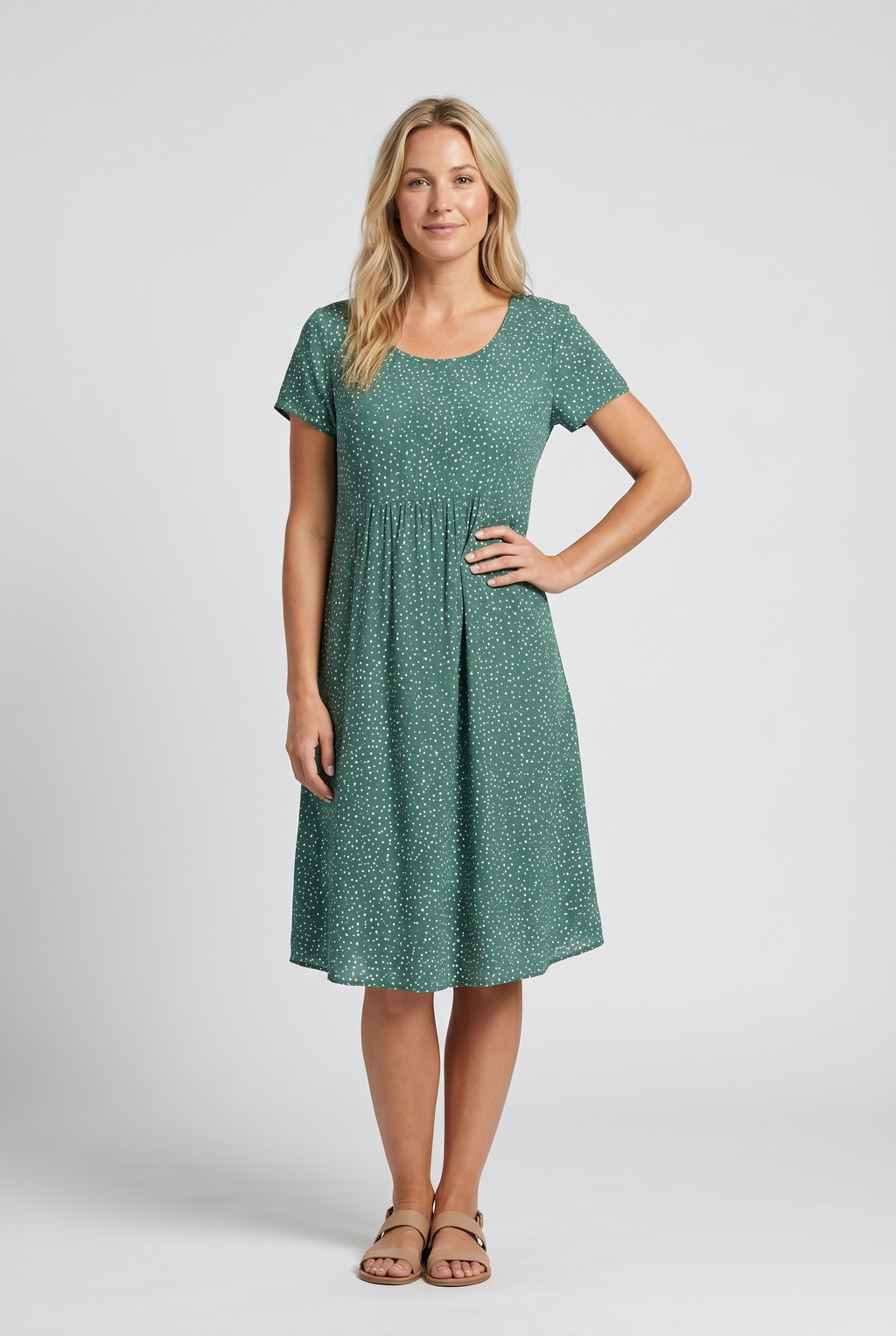 Elisa | Midi Dress with V-Neck and Short Sleeves for Women