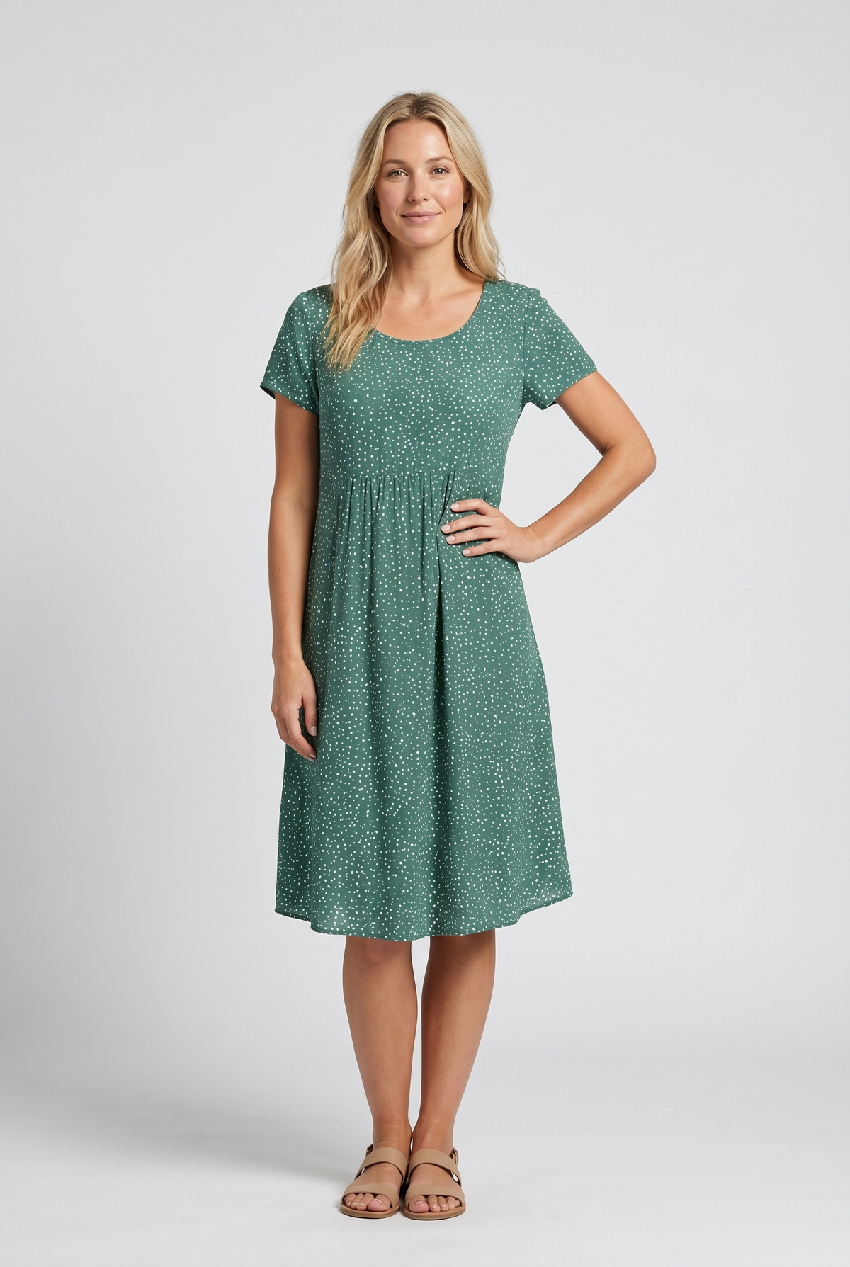 Elisa | Midi Dress with V-Neck and Short Sleeves for Women