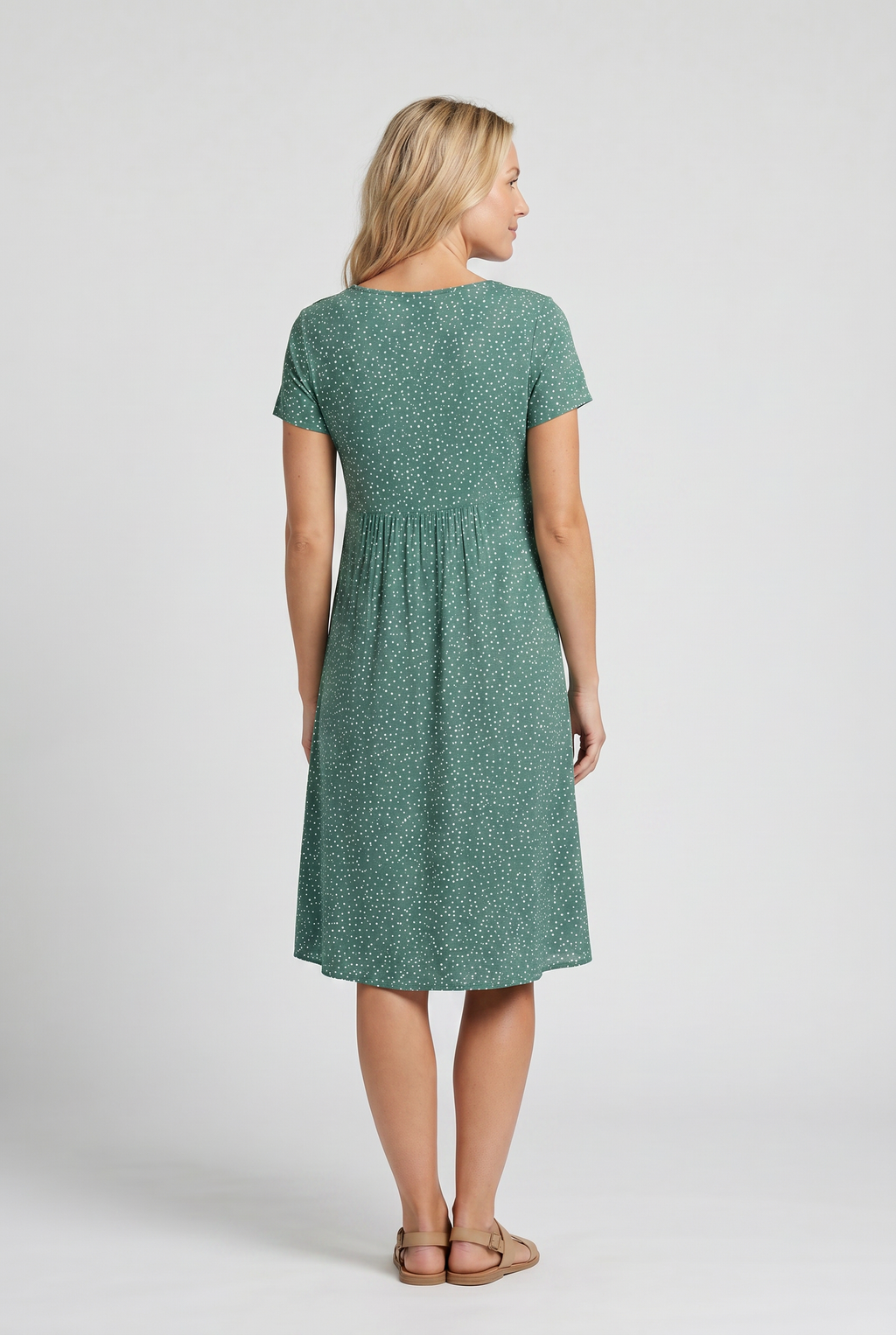 Elisa | Midi Dress with V-Neck and Short Sleeves for Women