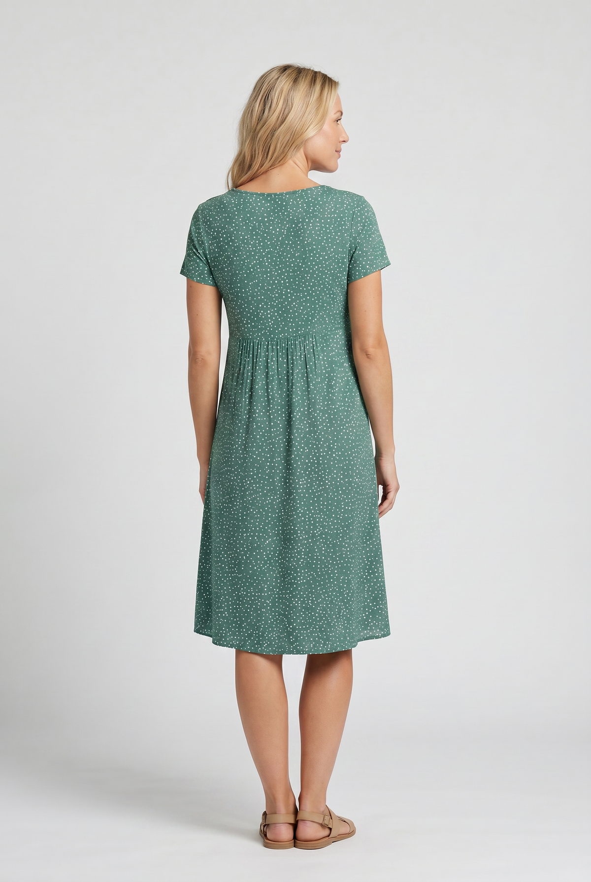 Elisa | Midi Dress with V-Neck and Short Sleeves for Women