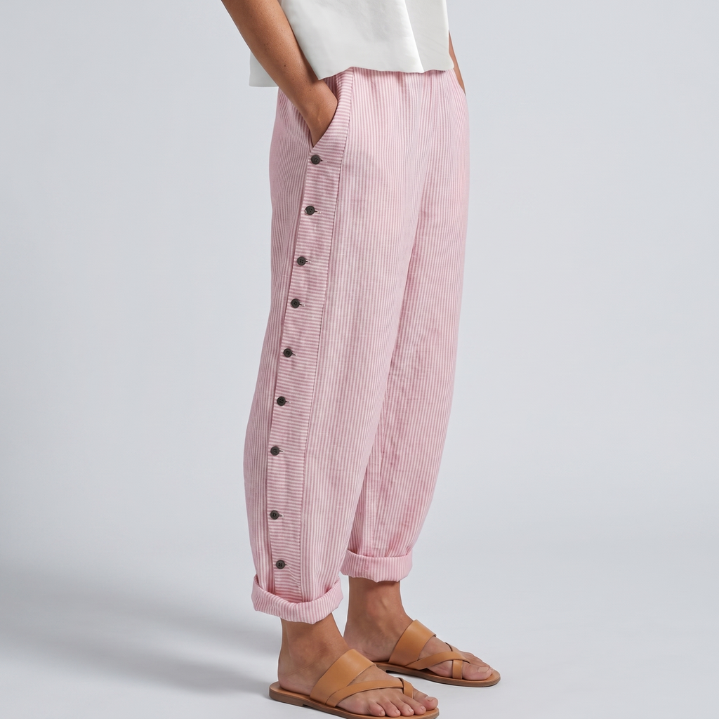 Amika | Striped Cropped Trousers with Button Detail for Women
