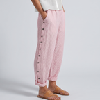 Amika | Striped Cropped Trousers with Button Detail for Women
