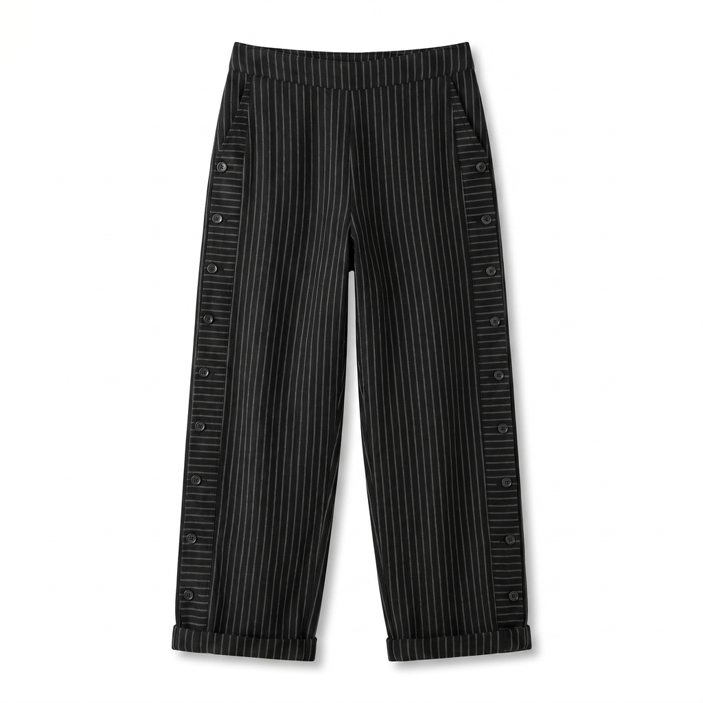 Amika | Striped Cropped Trousers with Button Detail for Women