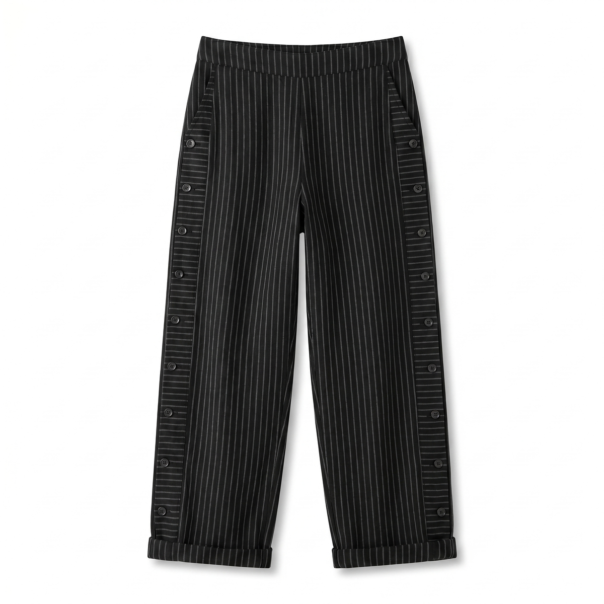 Amika | Striped Cropped Trousers with Button Detail for Women