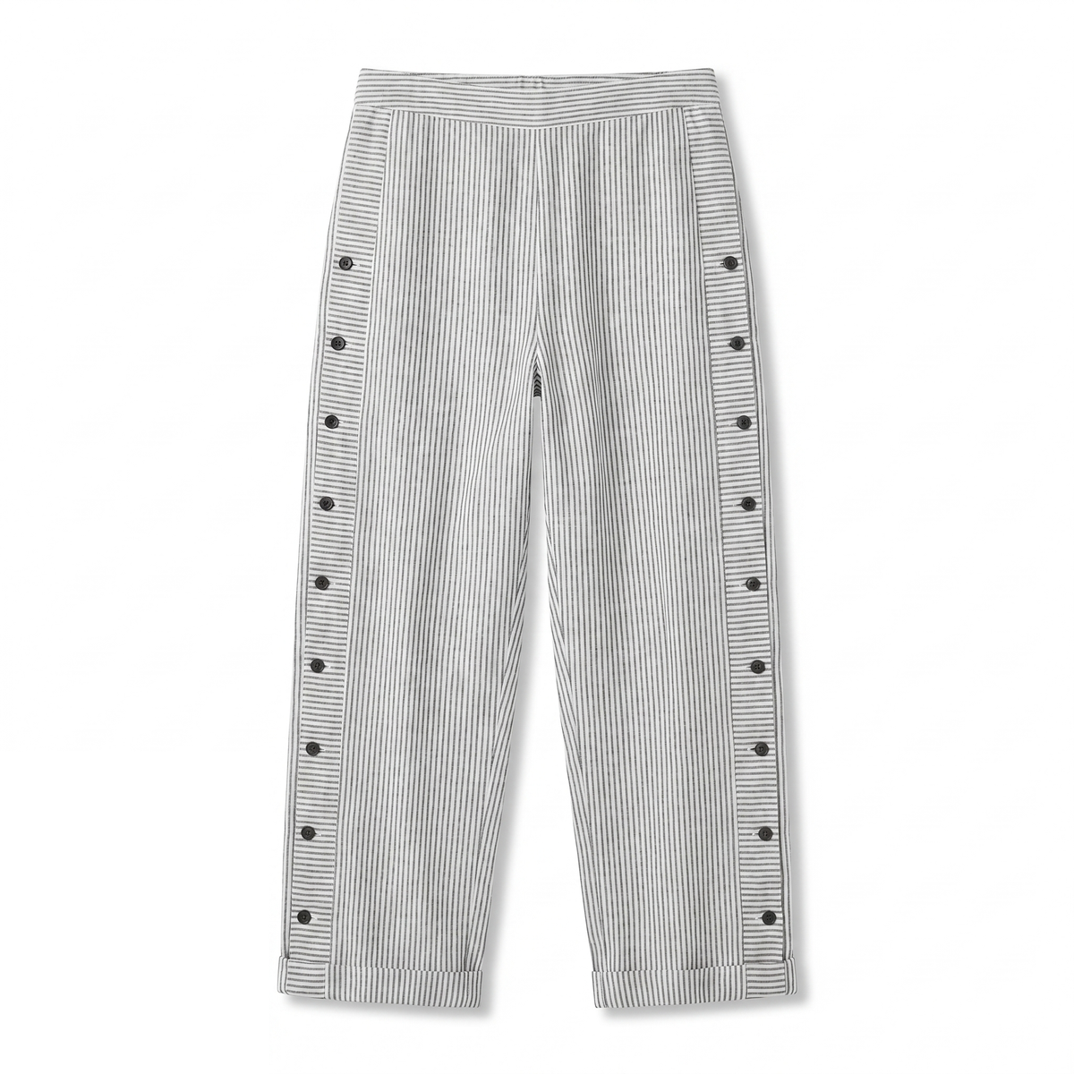 Amika | Striped Cropped Trousers with Button Detail for Women